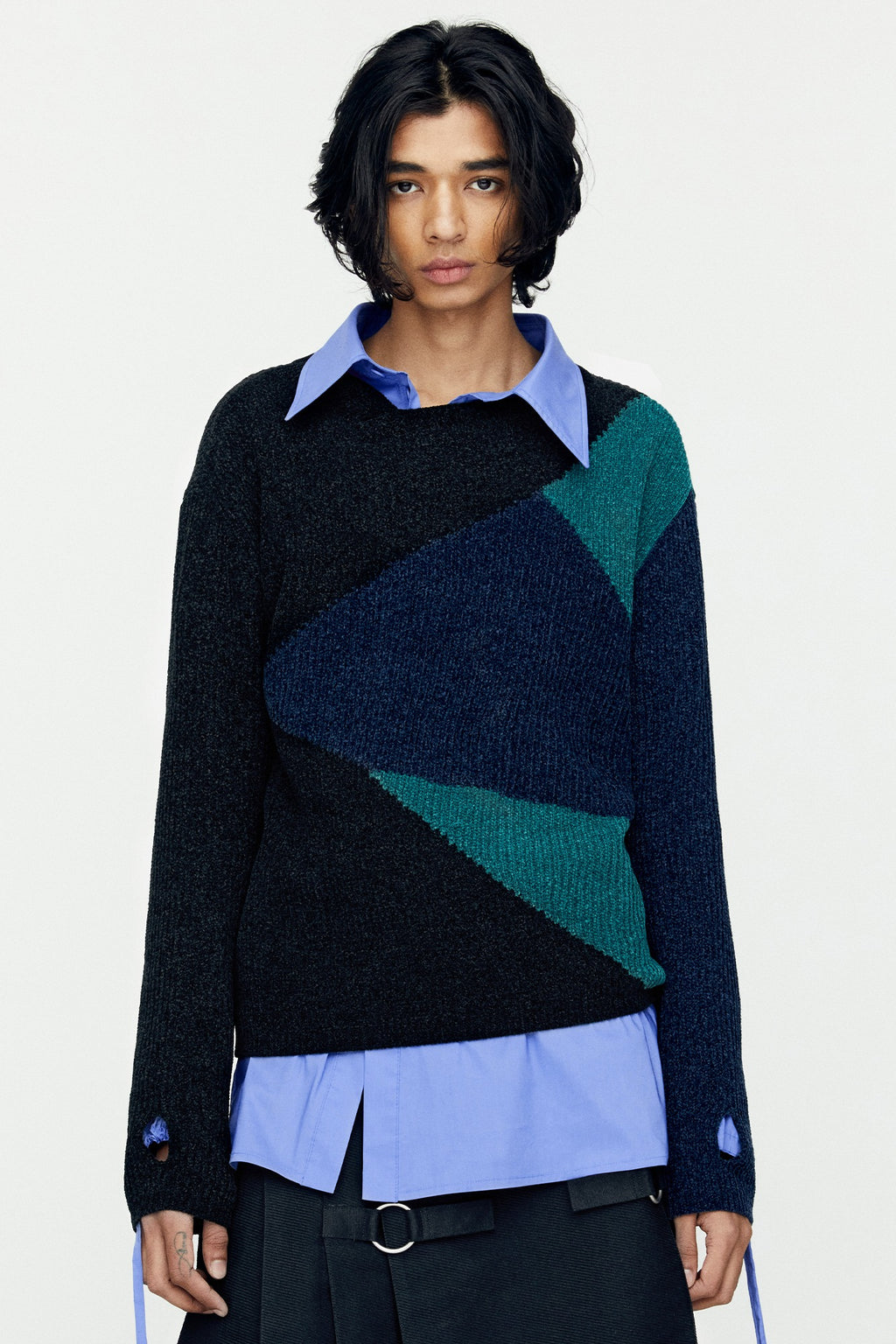 Andersson Bell - Fite Crew-Neck Sweater (Black/Blue) product image 1 | TRAB K-Fashion Australia