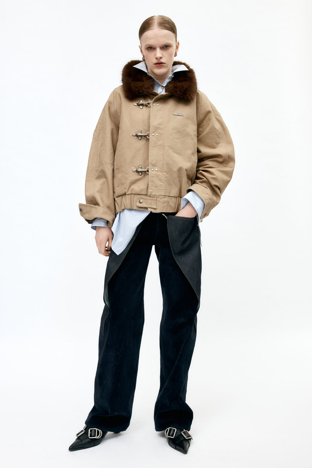 Andersson Bell - Unisex Ortega Washed Cotton Jacket (Beige) product image 7 | TRAB K-Fashion Australia
