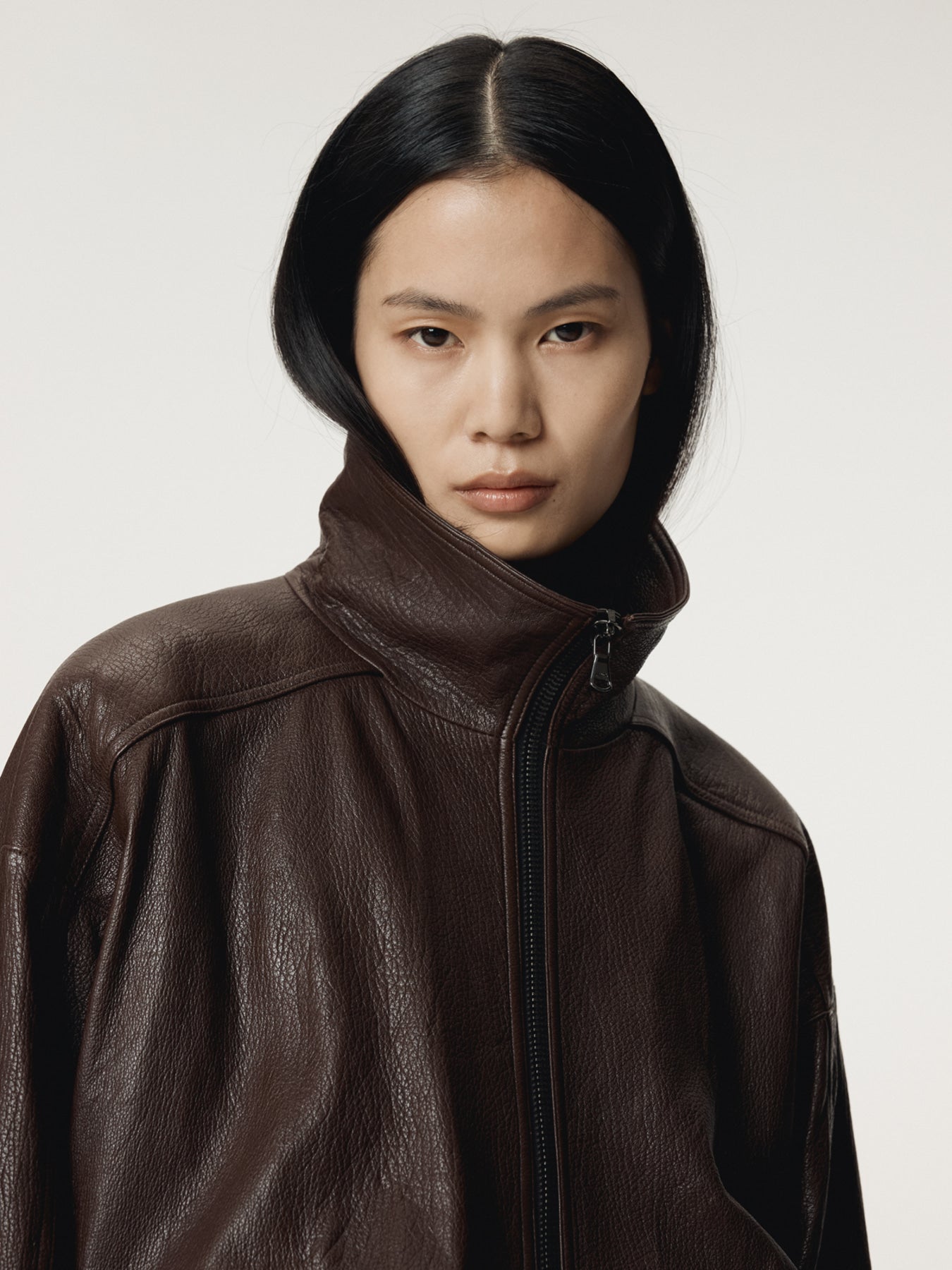 Recto - High-Neck Leather Jumper (Brown) product image 4 | TRAB K-Fashion Australia
