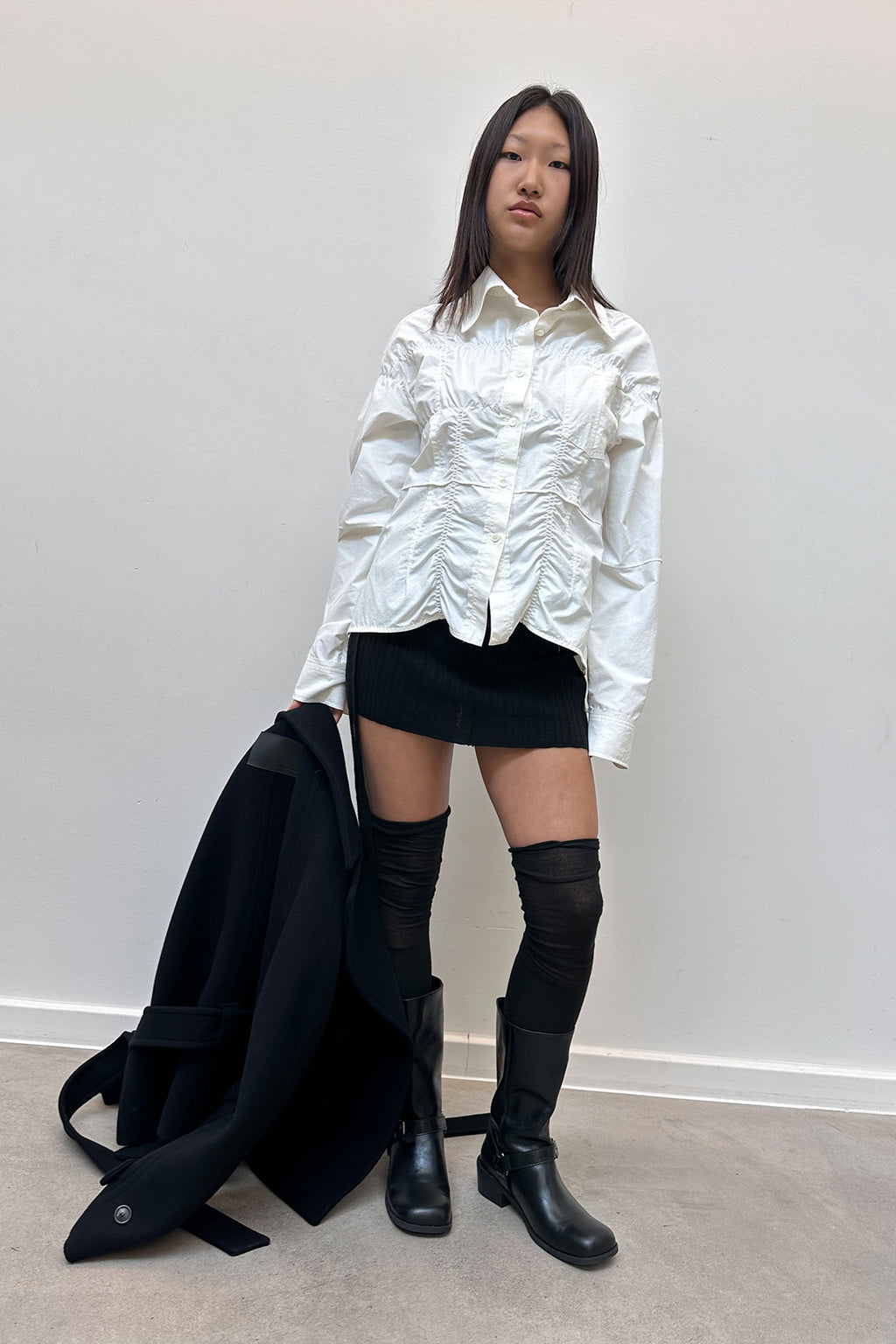 Matin Kim - Layered Knit String Wrap Skirt (Black) product image 5 | TRAB K-Fashion Australia