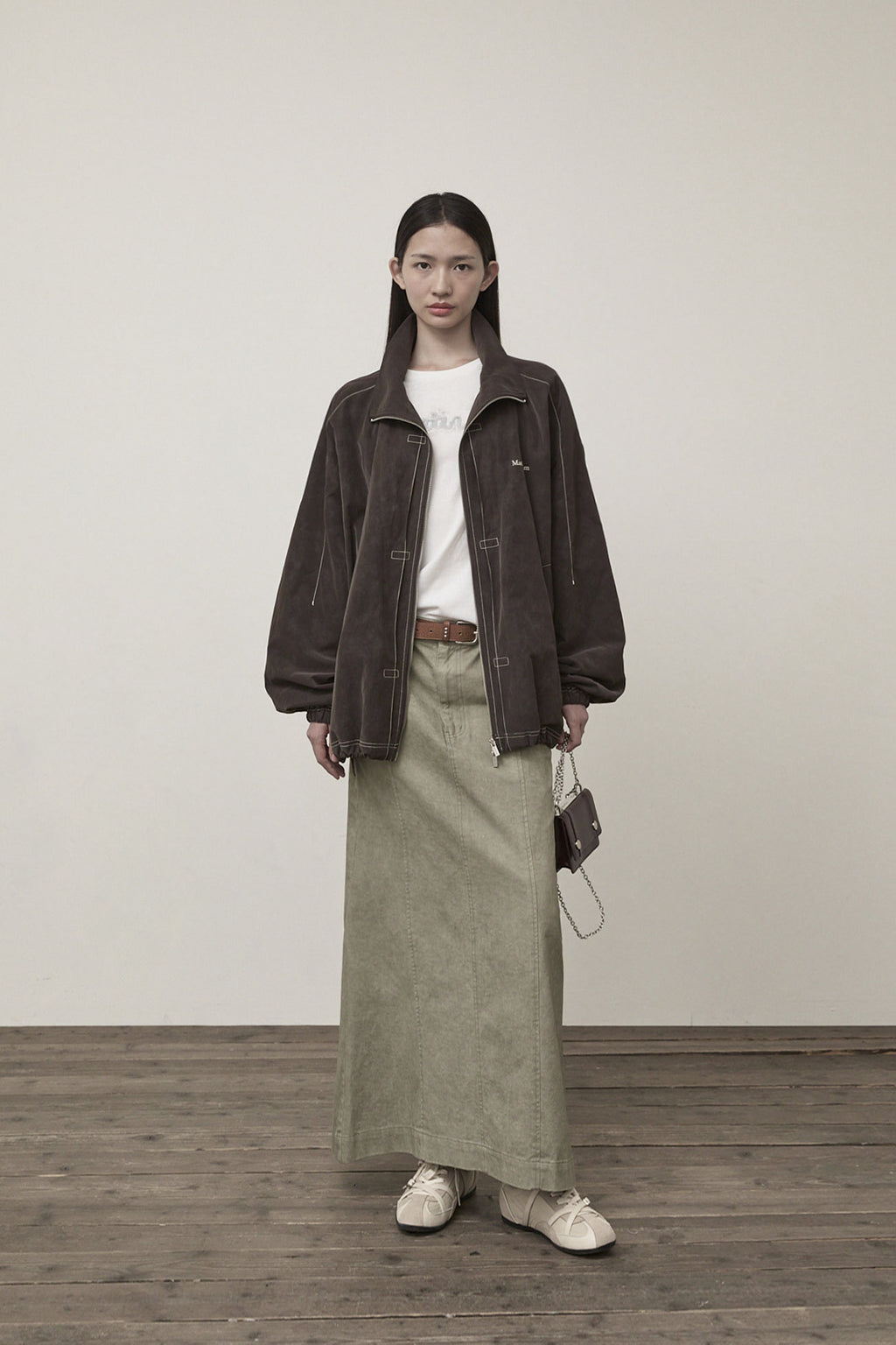 Matin Kim - Stitch Point High Neck Jumper (Brown) product image 8 | TRAB K-Fashion Australia
