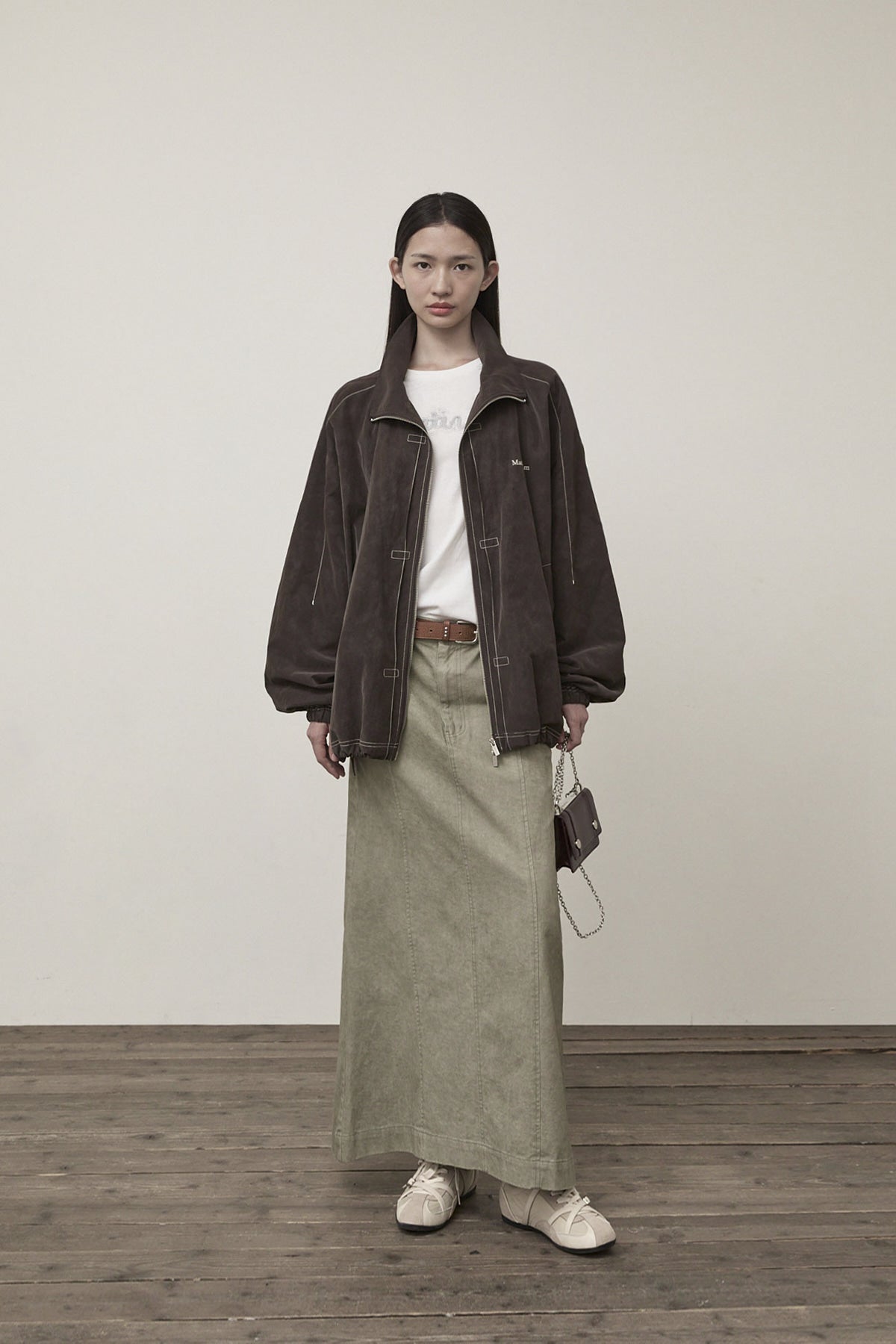 Matin Kim - Stitch Point High Neck Jumper (Brown) product image 8 | TRAB K-Fashion Australia