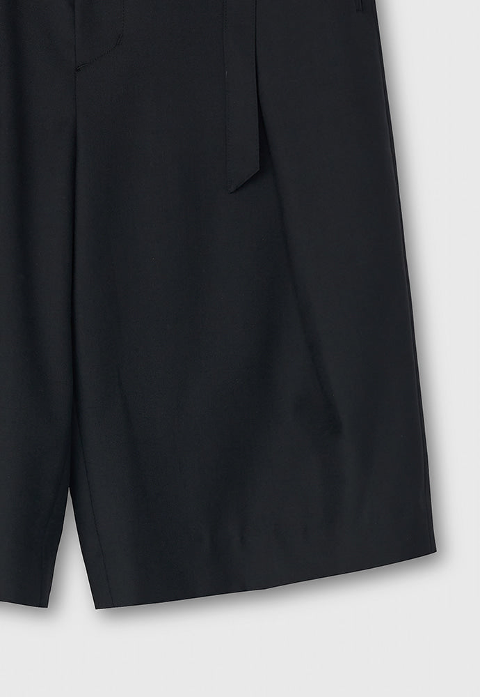 Tonywack - Wool Twill Belted Pleats Shorts (Black) product image 15 | TRAB K-Fashion Australia