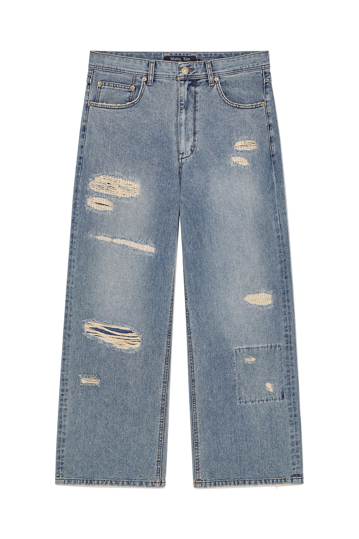 Matin Kim - Destroyed Vintage Wide Denim Pants (Light Blue) product image 1 | TRAB K-Fashion Australia