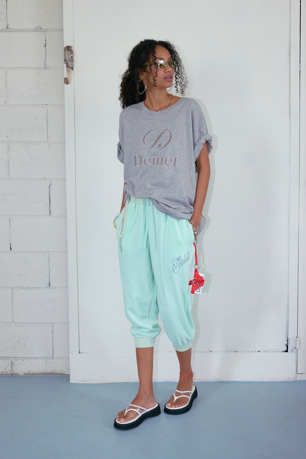 Deinet - Rose Typo Capri Jogger Pants (Mint) product image 4 | TRAB K-Fashion Australia