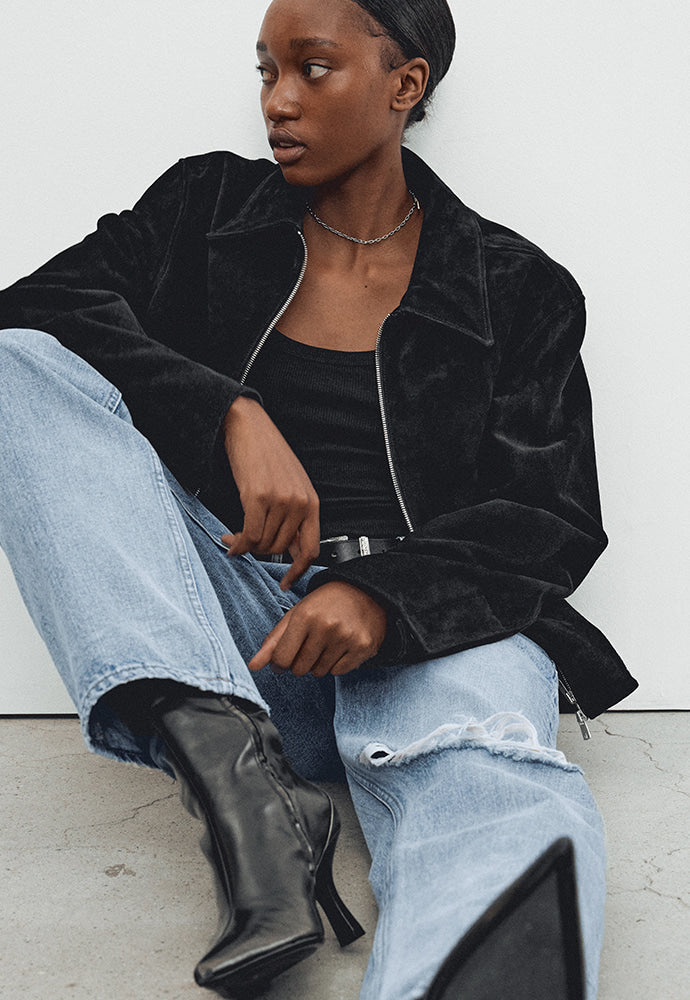 Tonywack - Suede Zippered Blouson Jacket (Black) product image 6 | TRAB K-Fashion Australia