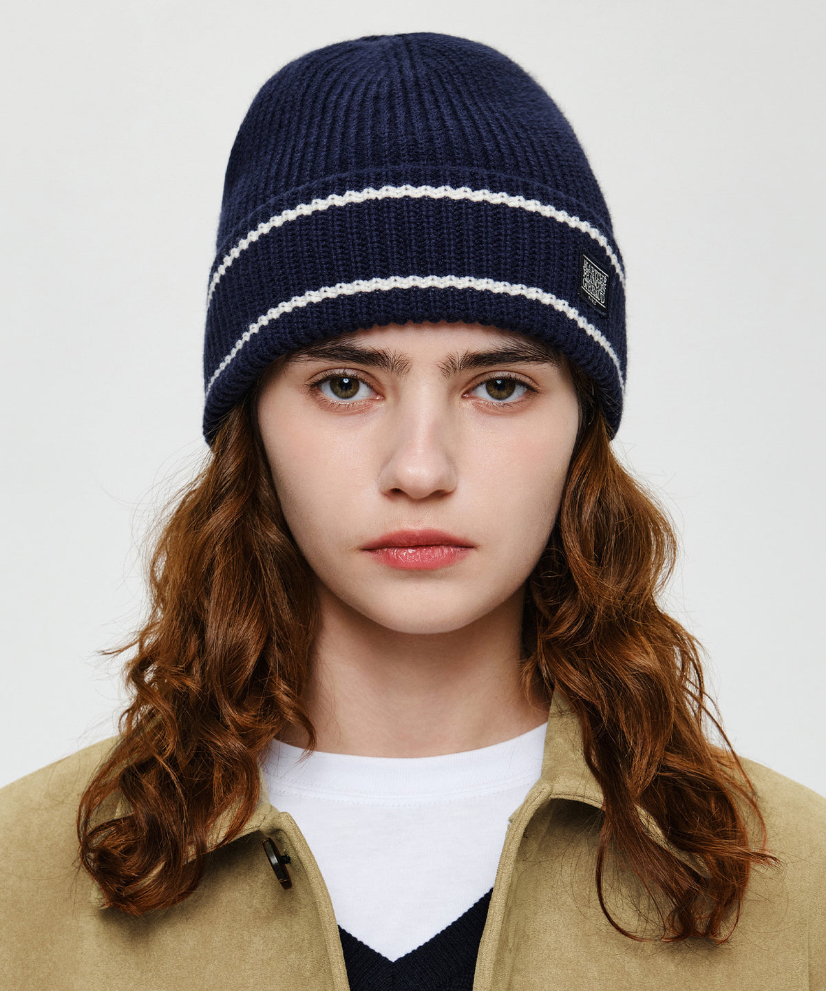 Marithe & Francois Girbaud - Micro Classic Logo Color Block Beanie (Navy) product image 4 | TRAB K-Fashion Australia