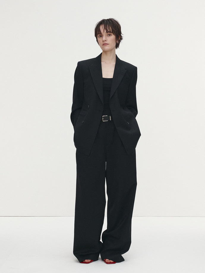 Tonywack - Wool Twill Double-Breasted Tailored Blazer (Black) product image 2 | TRAB K-Fashion Australia