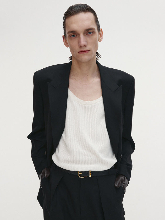 Tonywack - Wool Twill Double-Breasted Tailored Blazer (Black) product image 1 | TRAB K-Fashion Australia