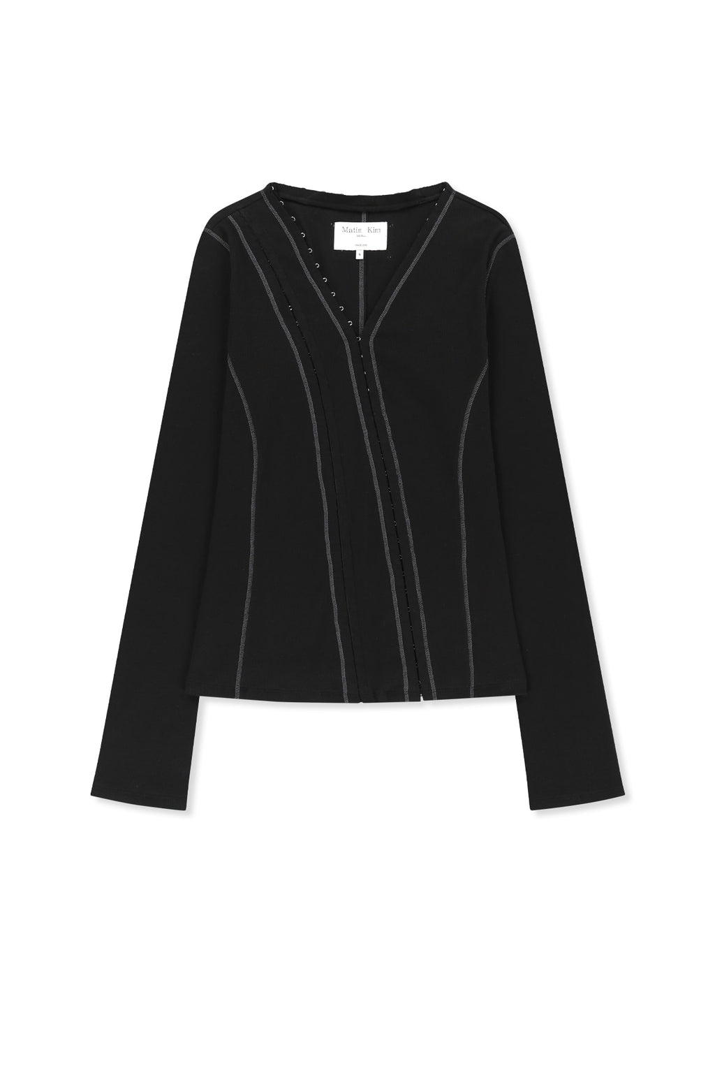 Matin Kim - Multi Styling Hook Detail Slim Top (Black) product image 1 | TRAB K-Fashion Australia