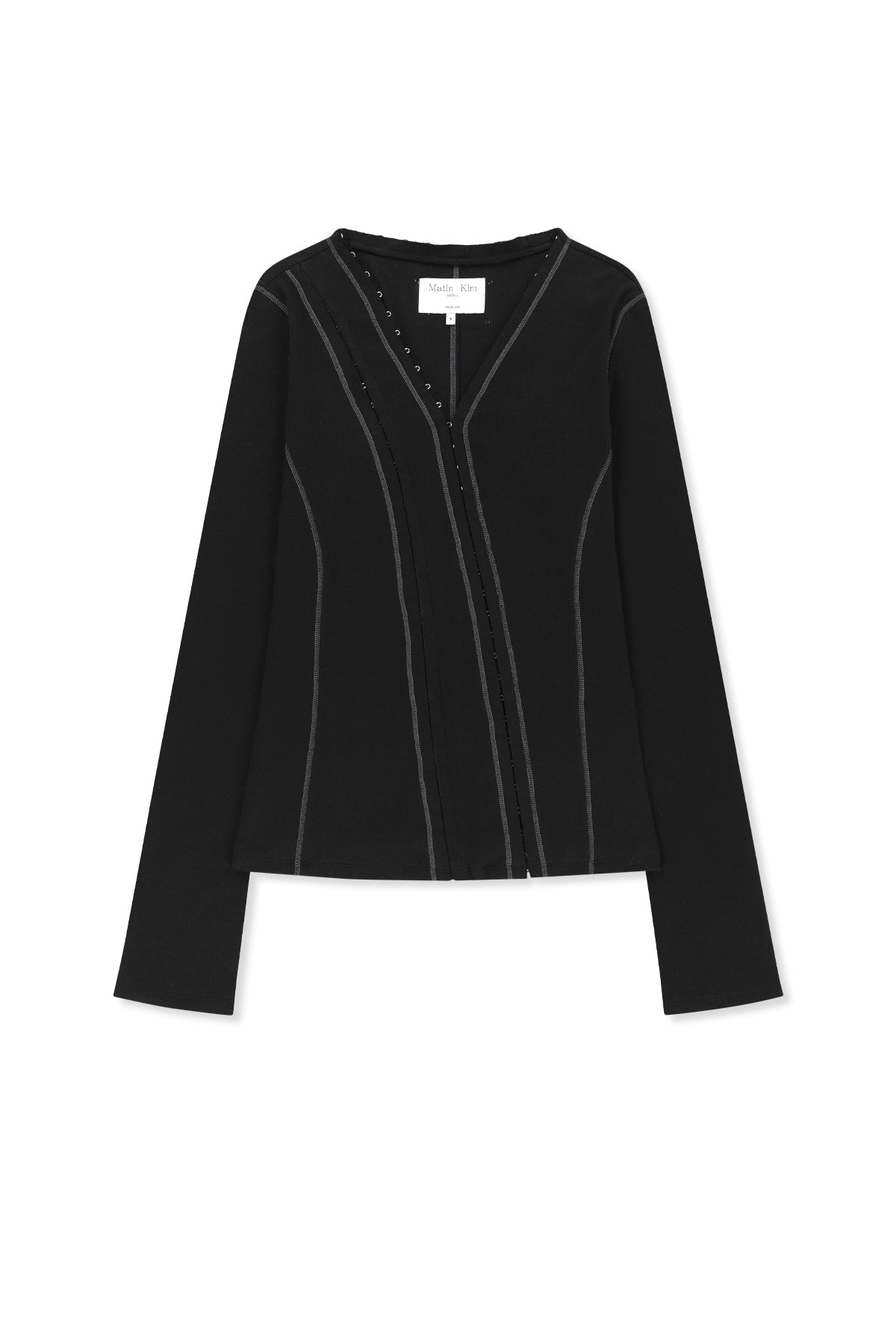 Matin Kim - Multi Styling Hook Detail Slim Top (Black) product image 1 | TRAB K-Fashion Australia
