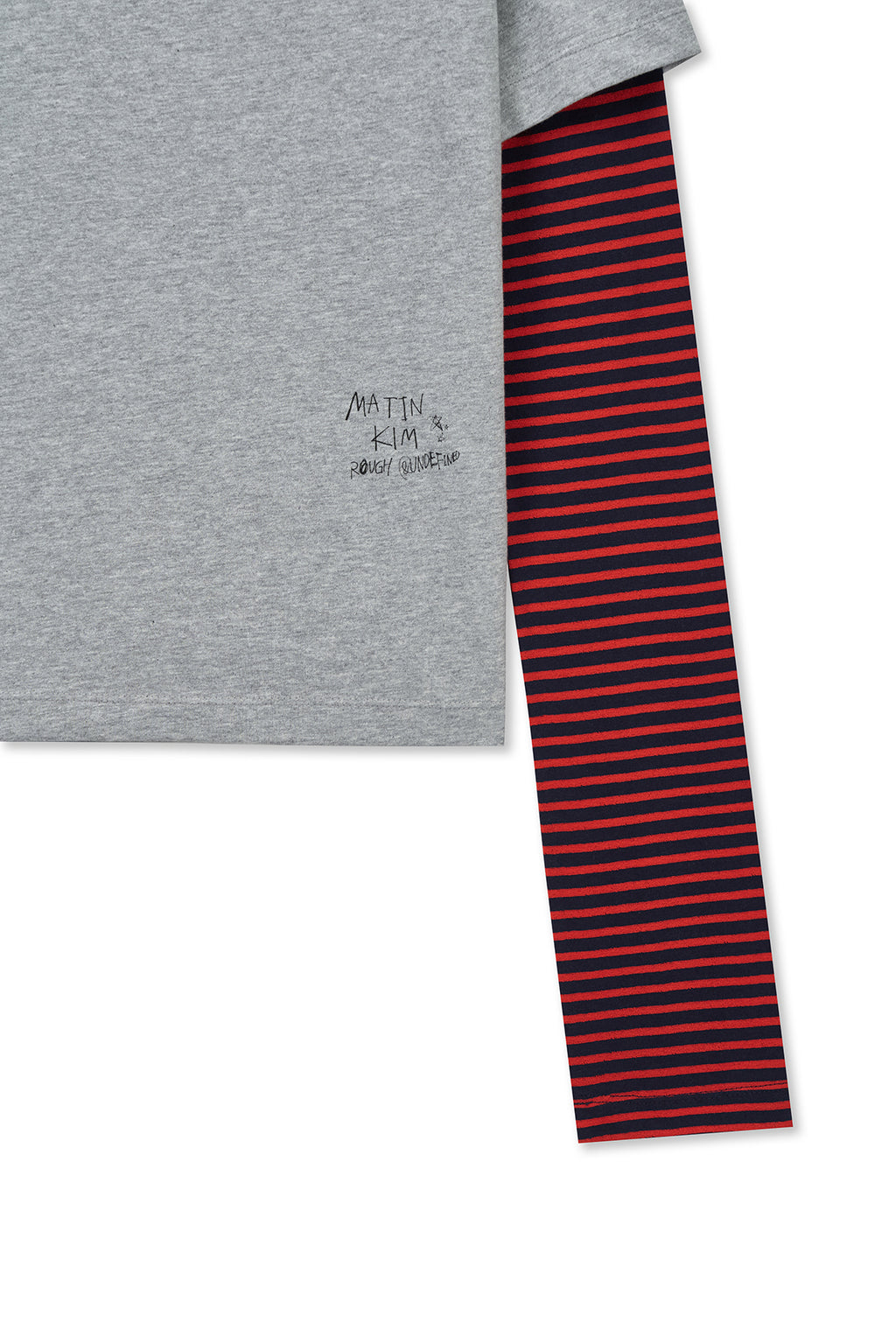 Matin Kim - Graffiti Logo Stripe Layered Top (Grey) product image 5 | TRAB K-Fashion Australia