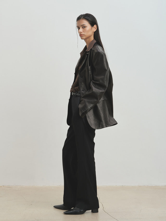 Tonywack - Vegetable Tanned Lamb Leather Tailored Jacket (Black) product image 2 | TRAB K-Fashion Australia