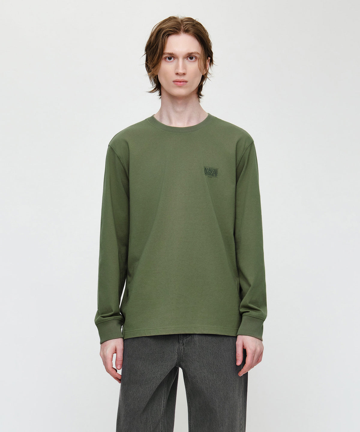 Marithe & Francois Girbaud - Small Classic Logo Long Sleeve Tee (Khaki) product image 1 | TRAB K-Fashion Australia