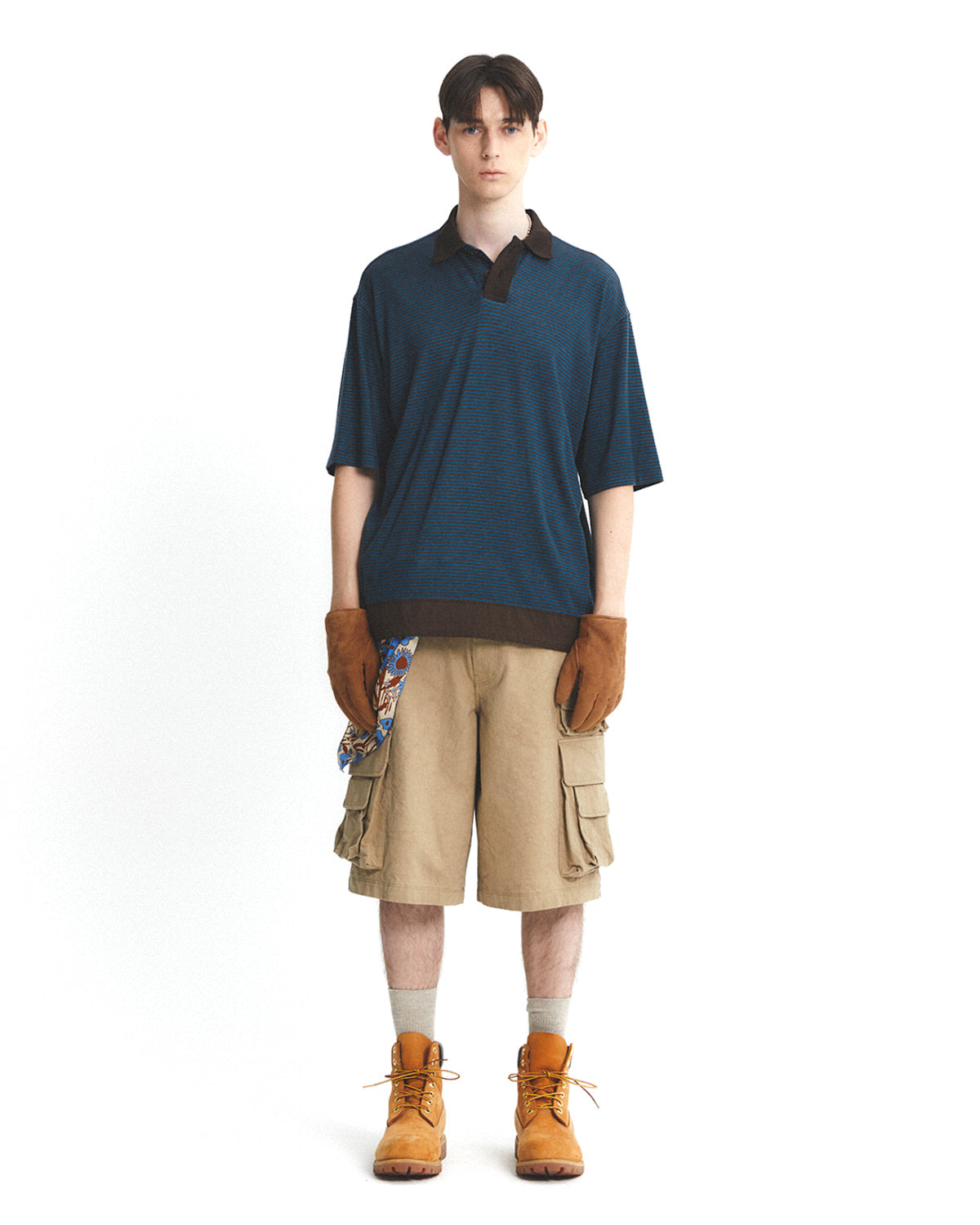 Eastlogue - Functional Relaxed Polo Shirt (Brown Stripe) product image 1 | TRAB K-Fashion Australia