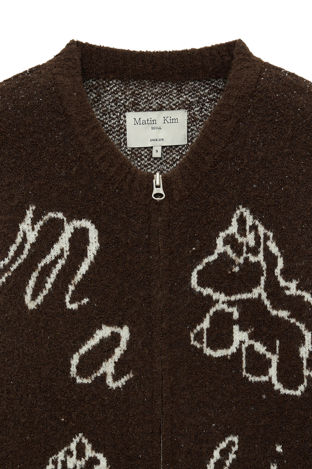 Matin Kim - Matin Poni Coni Knit Zip Up (Brown) product image 4 | TRAB K-Fashion Australia