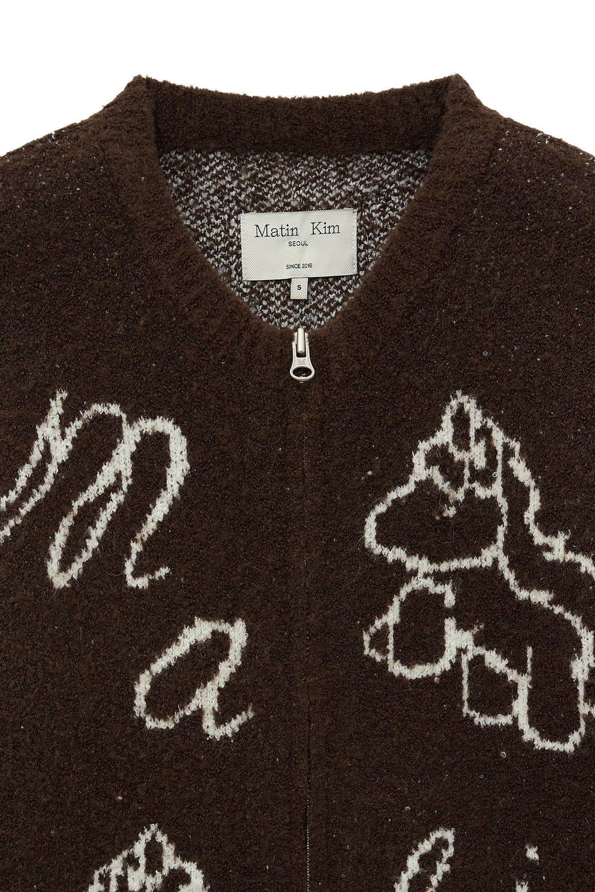 Matin Kim - Matin Poni Coni Knit Zip Up (Brown) product image 4 | TRAB K-Fashion Australia