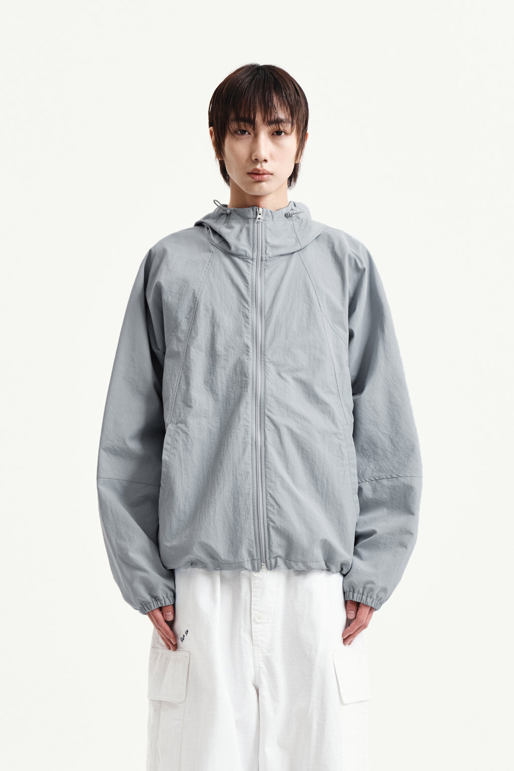 Matin Kim - Back Logo Hoody Wind Breaker (Light Grey) product image 11 | TRAB K-Fashion Australia