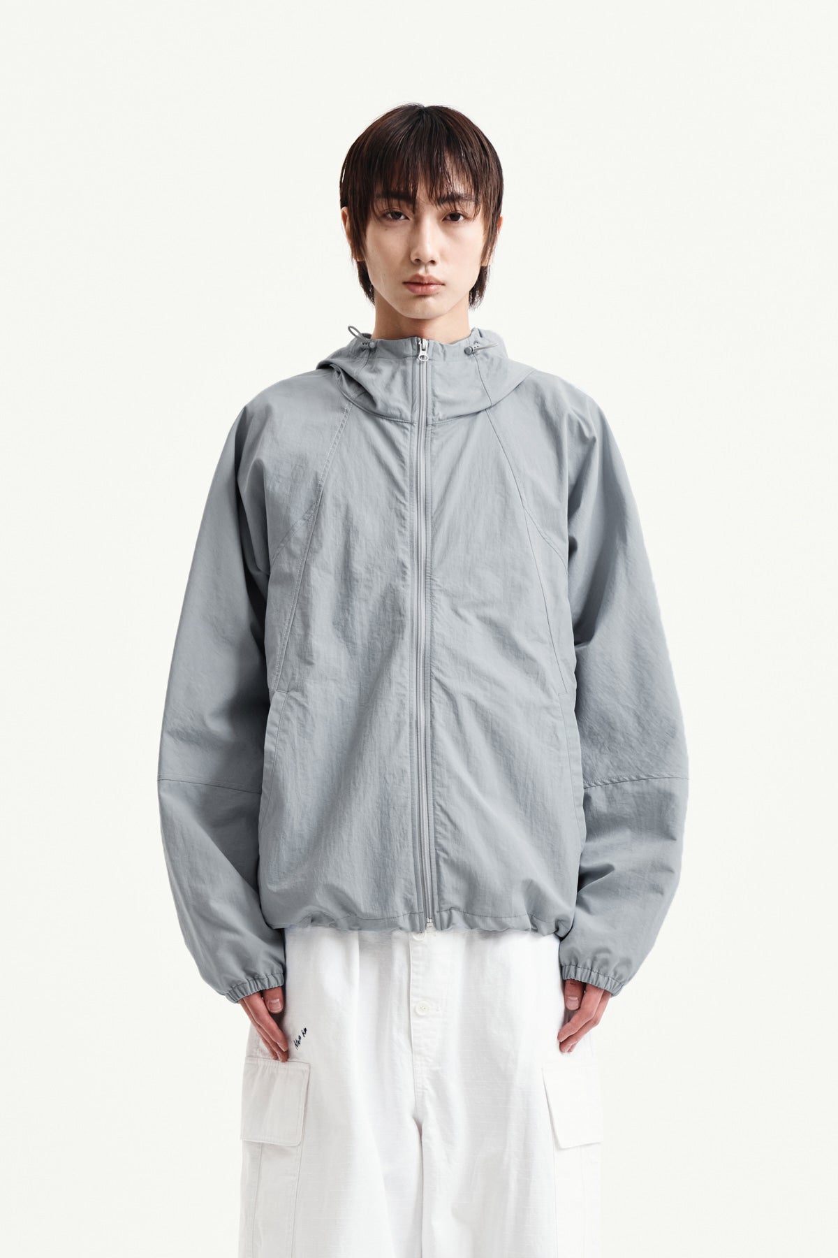 Matin Kim - Back Logo Hoody Wind Breaker (Light Grey) product image 11 | TRAB K-Fashion Australia