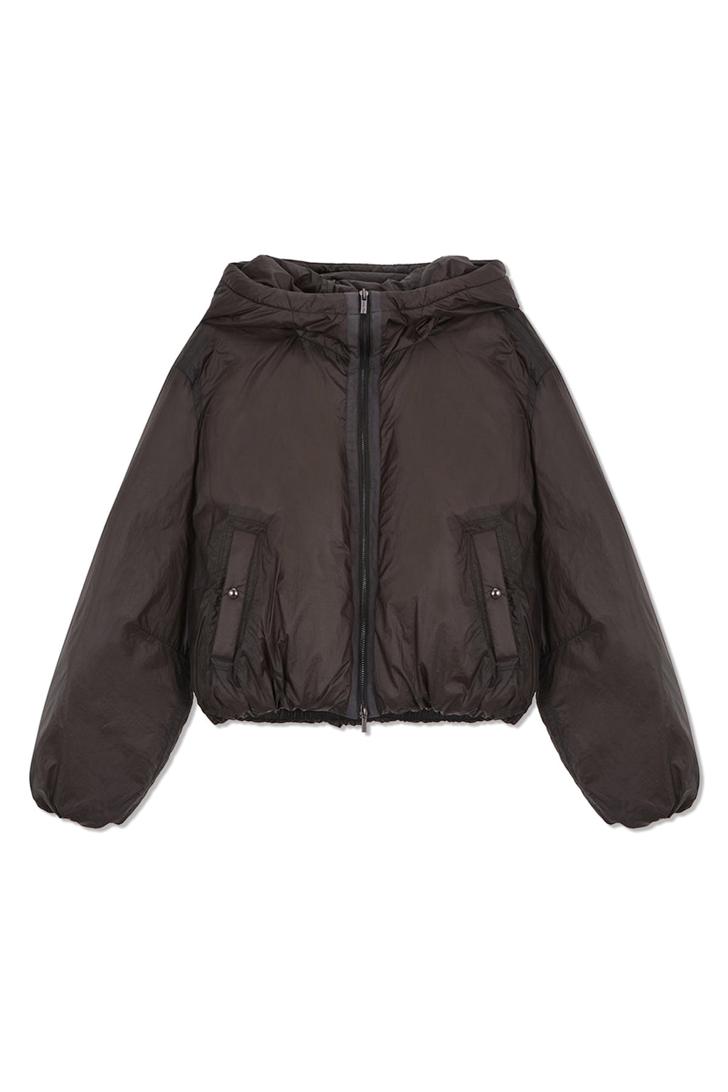 Matin Kim - Back Logo Hoody Short Down Jumper (Charcoal) product image 10 | TRAB K-Fashion Australia