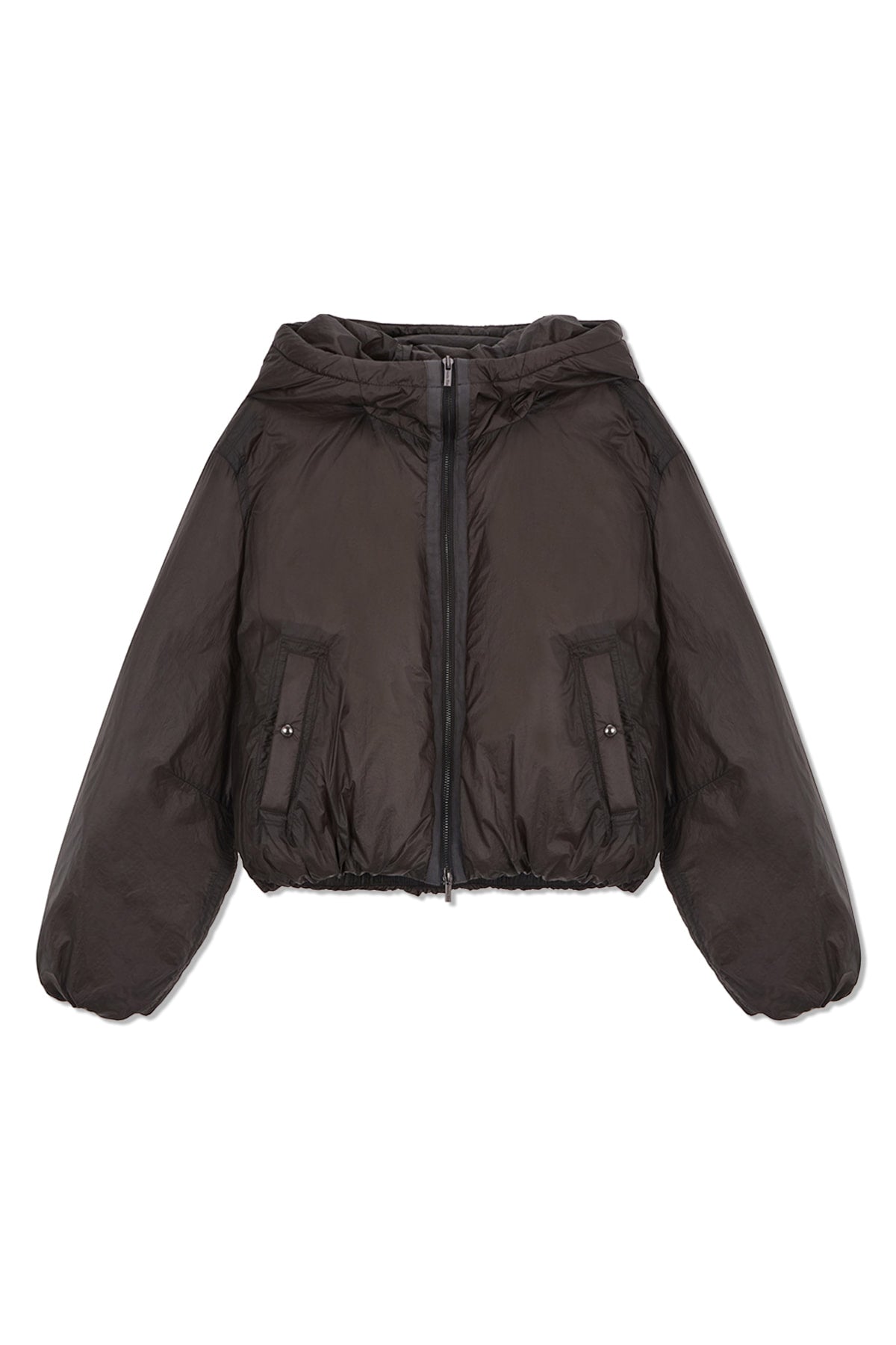 Matin Kim - Back Logo Hoody Short Down Jumper (Charcoal) product image 10 | TRAB K-Fashion Australia