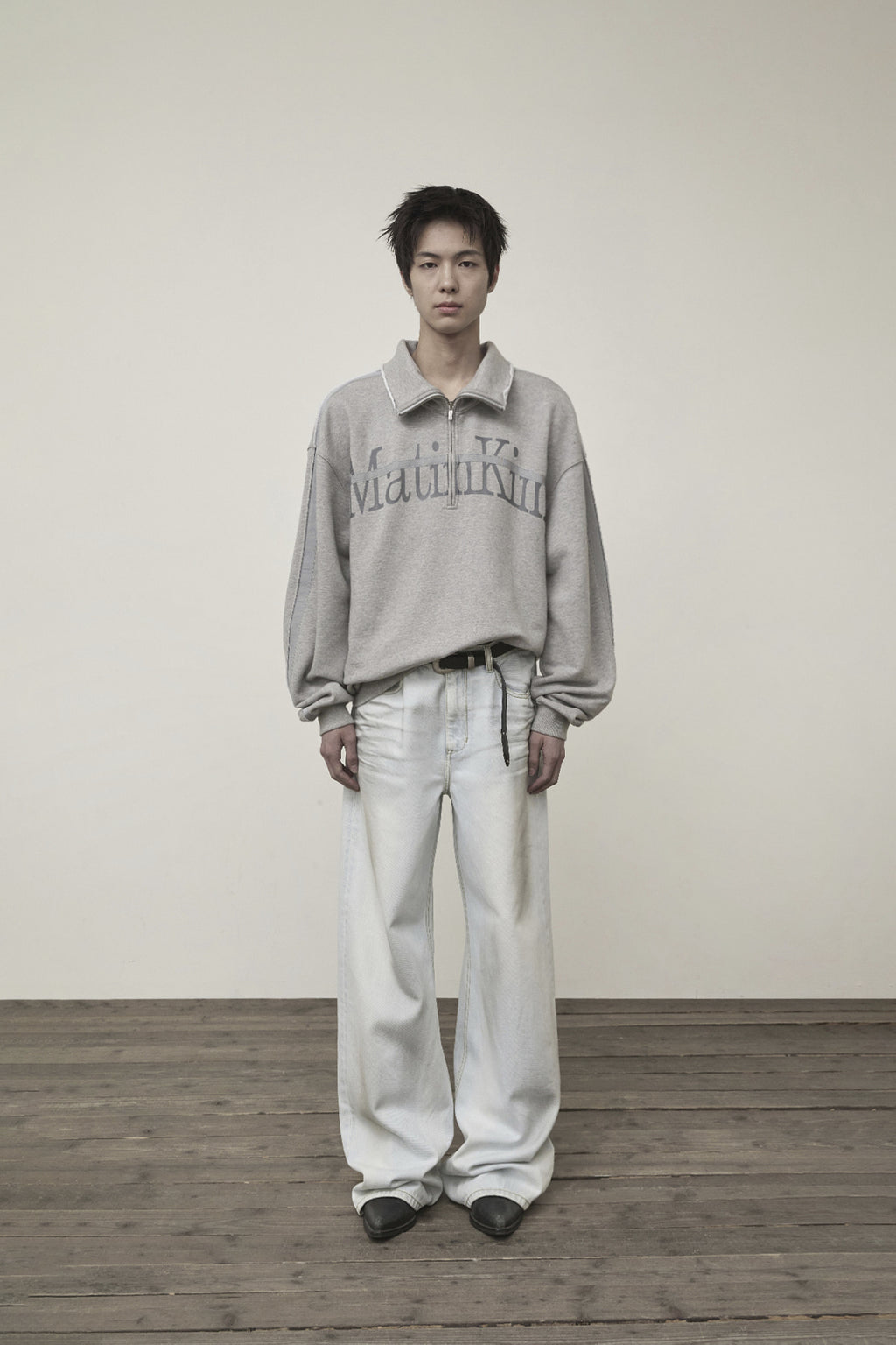 Matin Kim - Cut Out Half Zip Sweatshirt (Grey) product image 12 | TRAB K-Fashion Australia