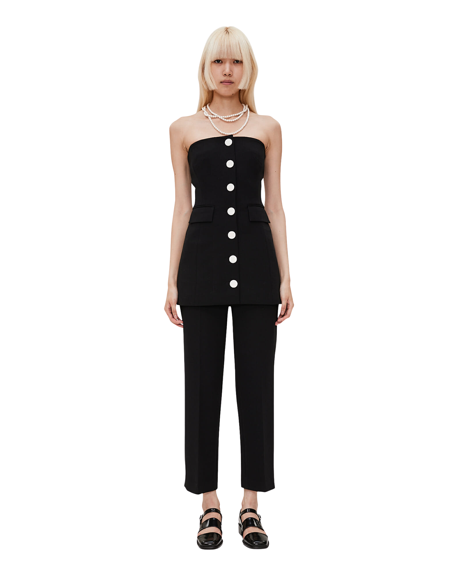 Kimhe Kim - Bandeau Wool-Blended Mini Dress (Black/Ivory) product image 1 | TRAB K-Fashion Australia