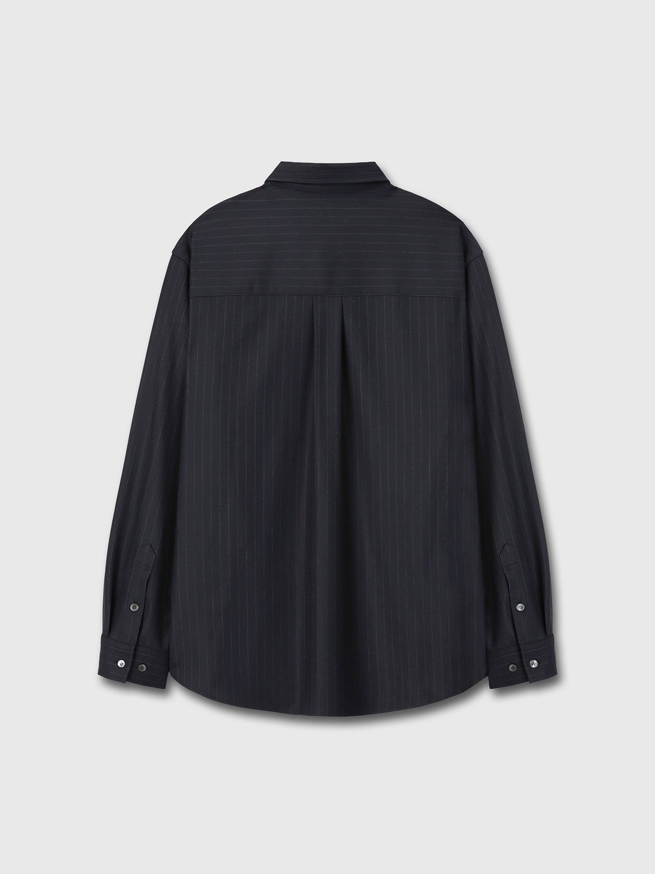 Tonywack - Wool Striped Relaxed Shirt (Navy Pinstripe) product image 8 | TRAB K-Fashion Australia
