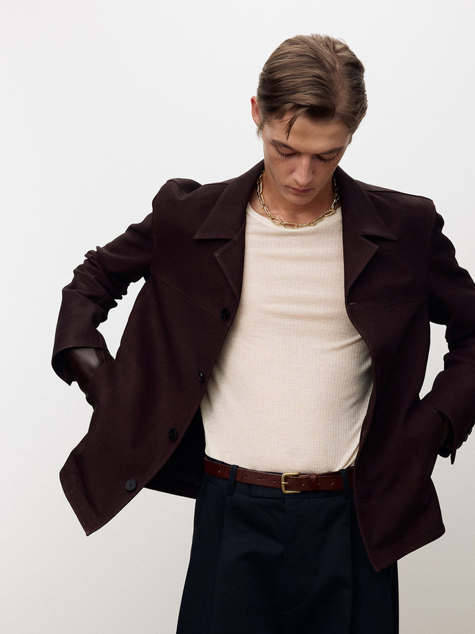 Tonywack - Nubuck Lamb Leather Jacket (Burgundy) product image 6 | TRAB K-Fashion Australia