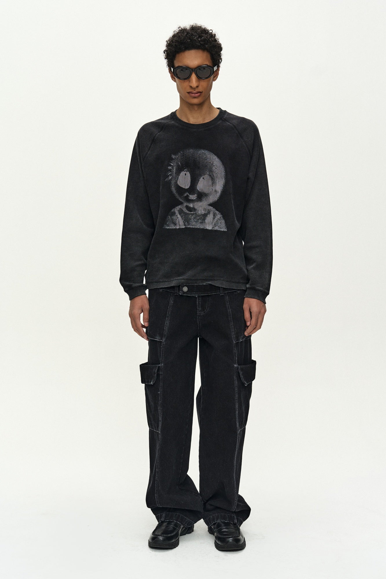 Andersson Bell - Unisex Alien Machinery Waffle Long Sleeve T-Shirt (washed Black) (Washed Black) product image 3 | TRAB K-Fashion Australia