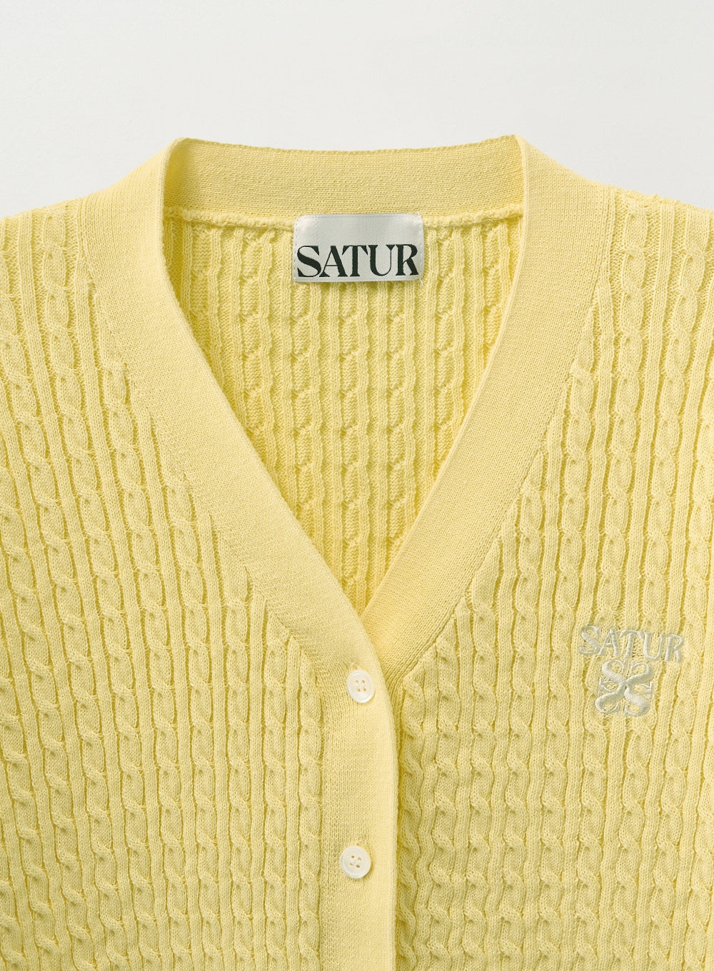 Satur - (W) Cable Knit Half Cardigan (Yellow) product image 3 | TRAB K-Fashion Australia