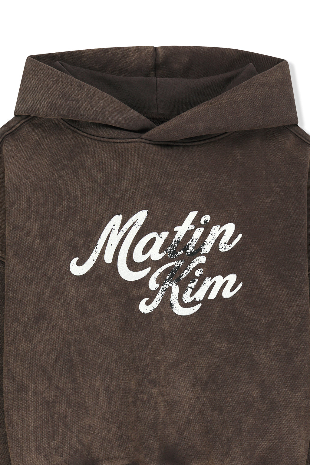 Matin Kim - Washed Calligraphy Logo Hoody Top (Brown) product image 3 | TRAB K-Fashion Australia