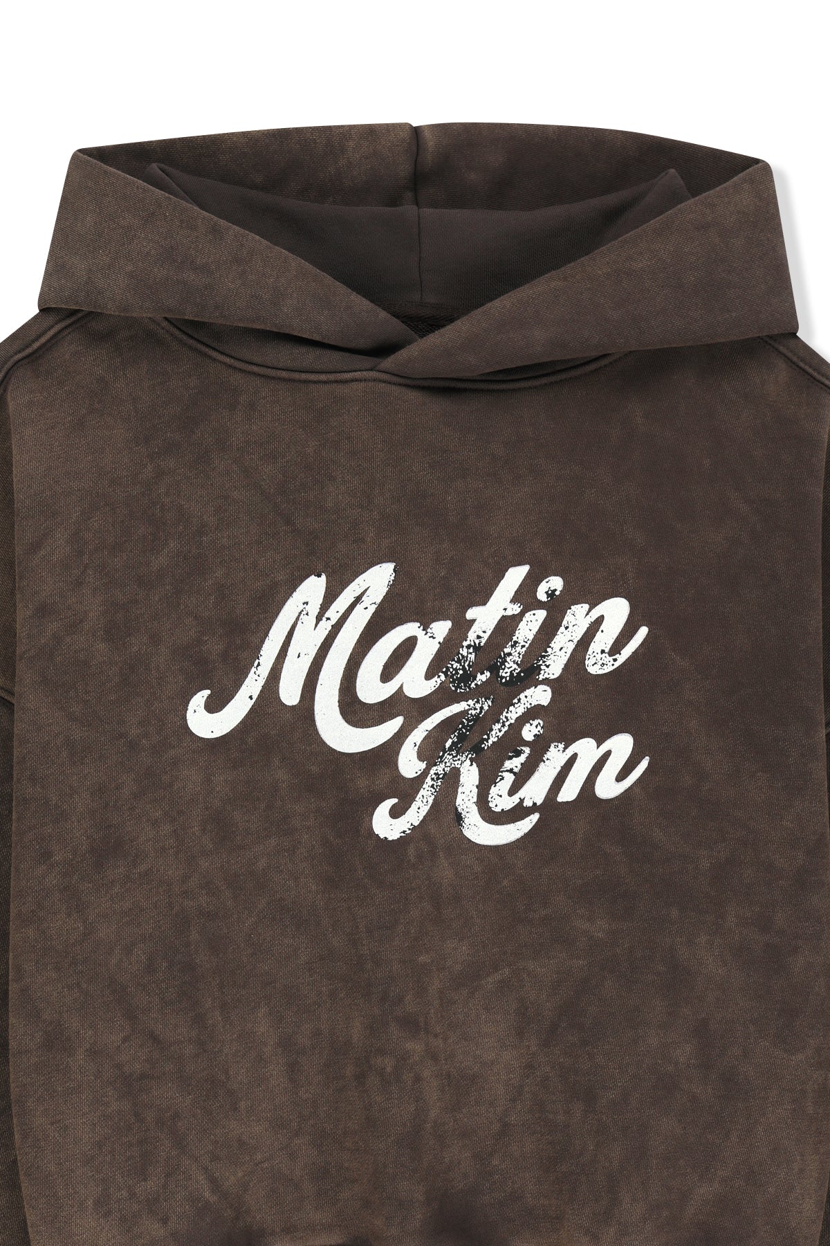 Matin Kim - Washed Calligraphy Logo Hoody Top (Brown) product image 3 | TRAB K-Fashion Australia