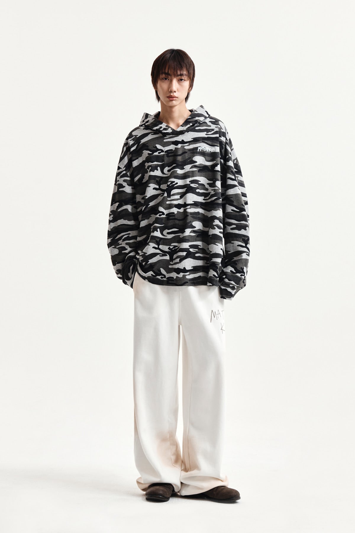Matin Kim - Typo Artwork Camouflage Hoody (Khaki) product image 14 | TRAB K-Fashion Australia