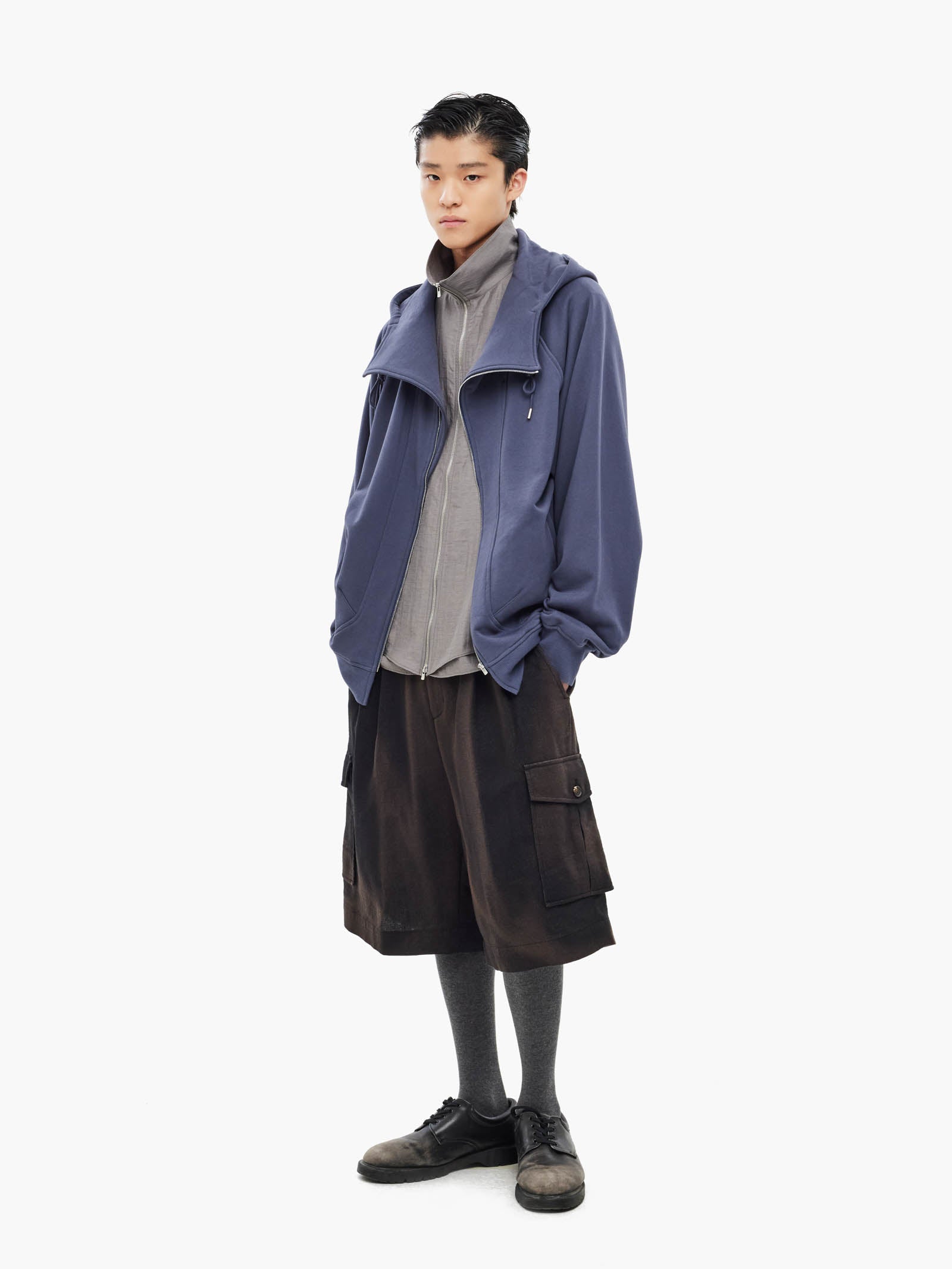 Jiyong Kim - Asymmetric Zip-Up Hoodie (Blue) product image 1 | TRAB K-Fashion Australia