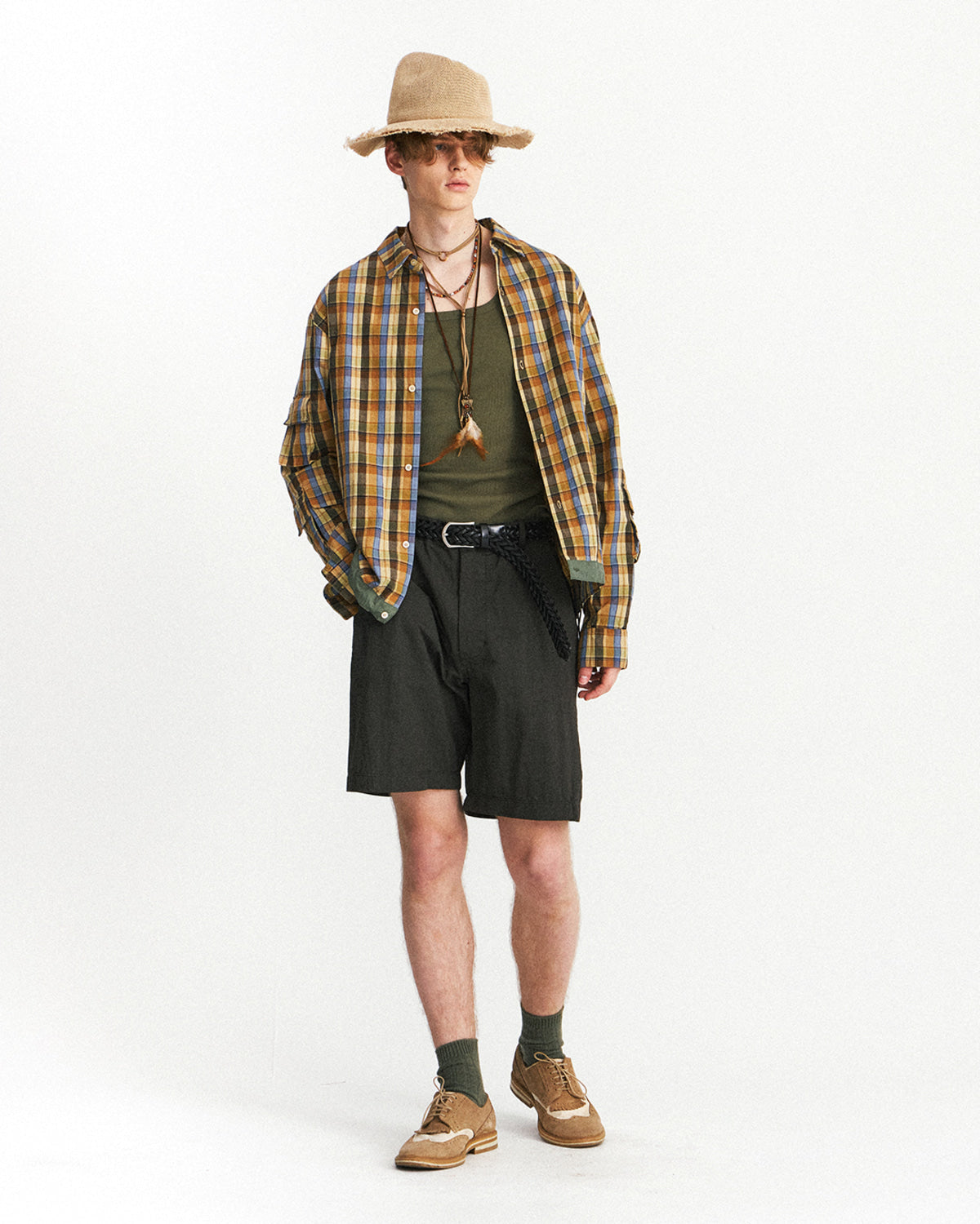 Eastlogue - Magazine Pouch Shirts (Multi Brown Check) product image 4 | TRAB K-Fashion Australia