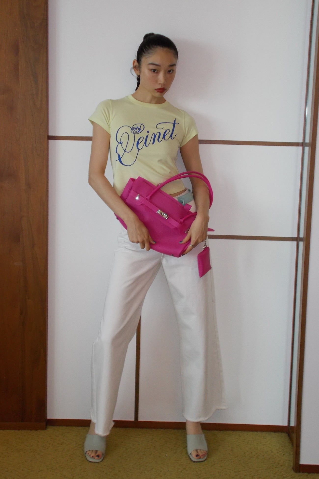 Deinet - Rose Typo Graphic T-Shirt (Light Yellow) product image 7 | TRAB K-Fashion Australia