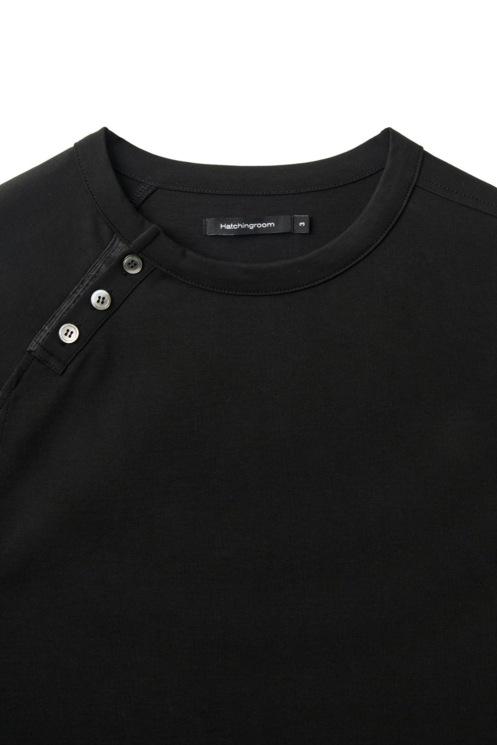 Hatchingroom - Curved Henley Neck Tee (Black) product image 3 | TRAB K-Fashion Australia
