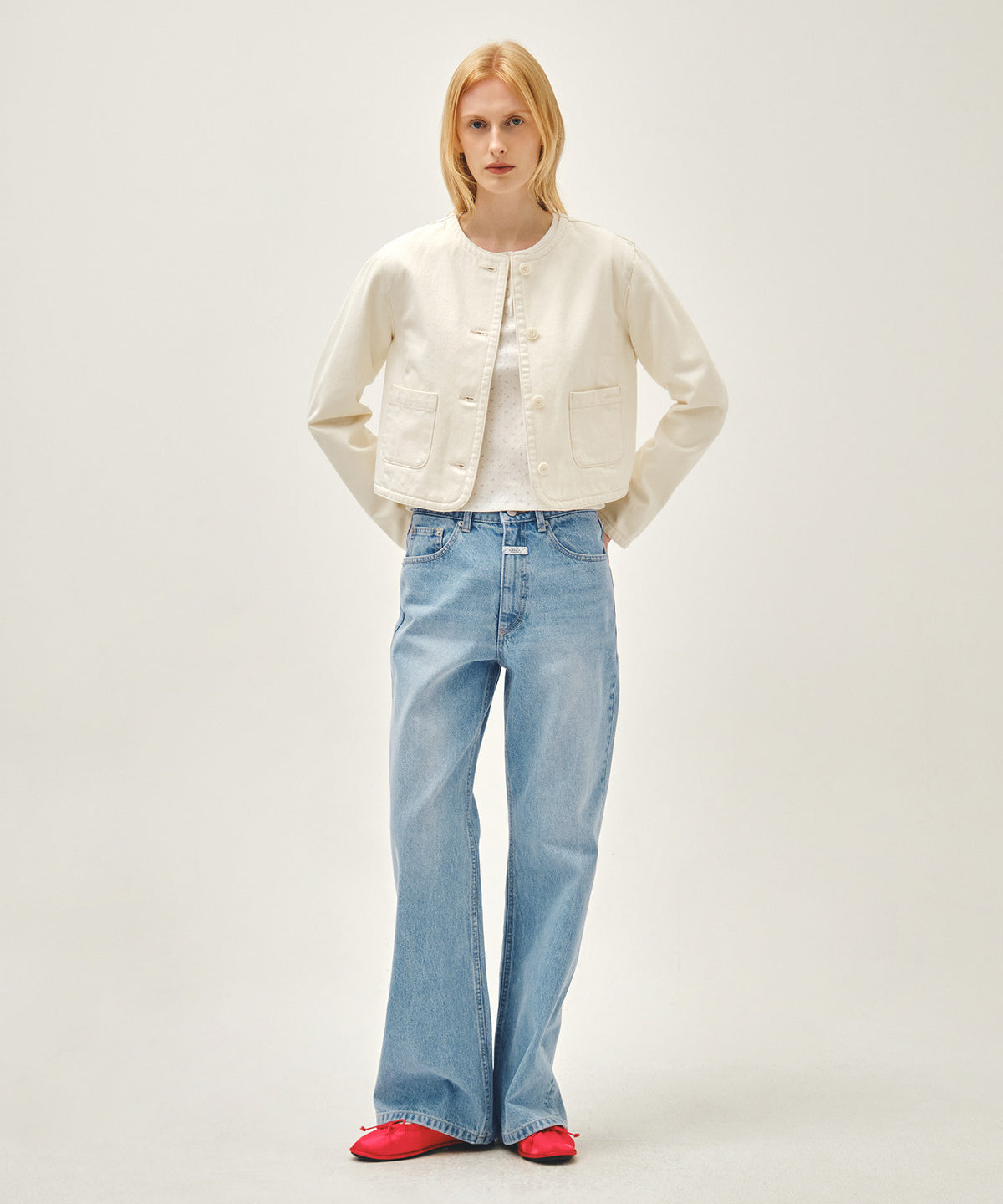 Marithe & Francois Girbaud - Round Neck Denim Jacket (Ecru) product image 4 | TRAB K-Fashion Australia