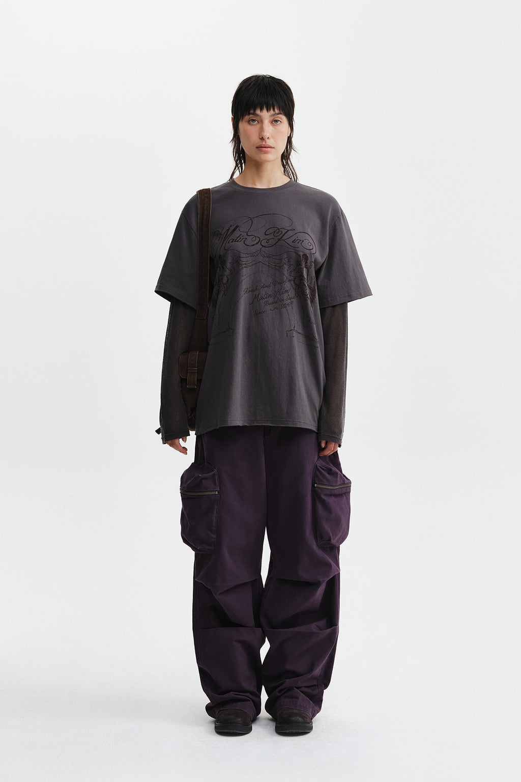 Matin Kim - Volume Tuck Cargo Pants (Purple) product image 8 | TRAB K-Fashion Australia