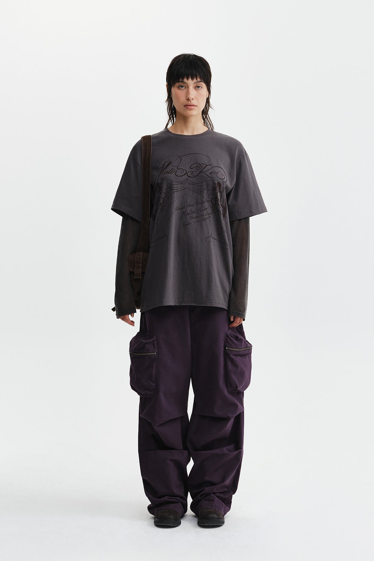 Matin Kim - Volume Tuck Cargo Pants (Purple) product image 8 | TRAB K-Fashion Australia