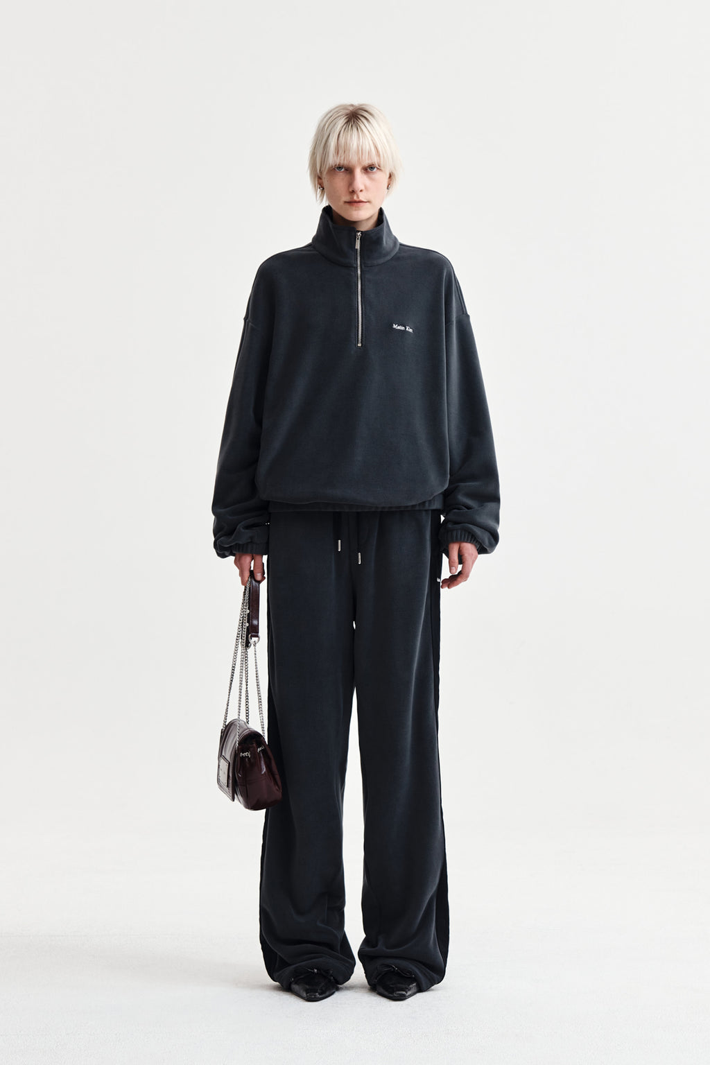 Matin Kim - Sherpa Fleece Drawstring Pants (Charcoal) product image 1 | TRAB K-Fashion Australia