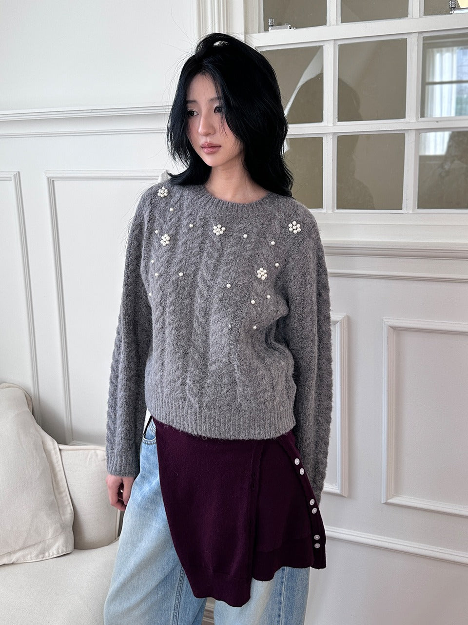 Margarin Fingers - Pearl Point Pullover (Grey) product image 1 | TRAB K-Fashion Australia