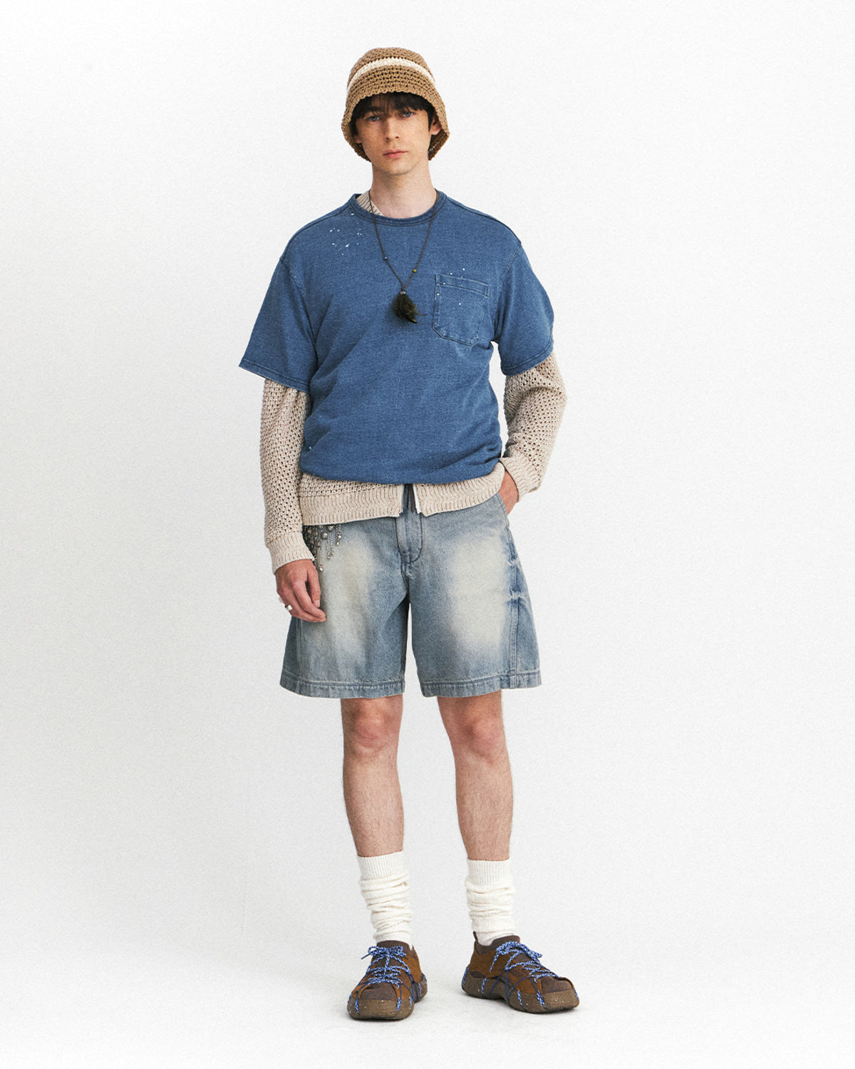 Eastlogue - Naval Embroidery T-shirts (Washed Indigo) product image 4 | TRAB K-Fashion Australia