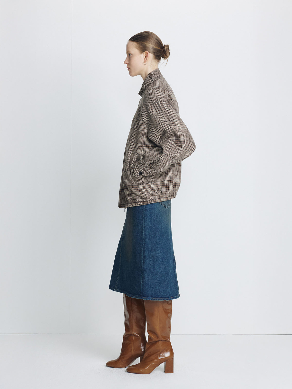 Tonywack - Checked Wool Flannel Belted Stand Collar Bomber (Glen Check) product image 1 | TRAB K-Fashion Australia