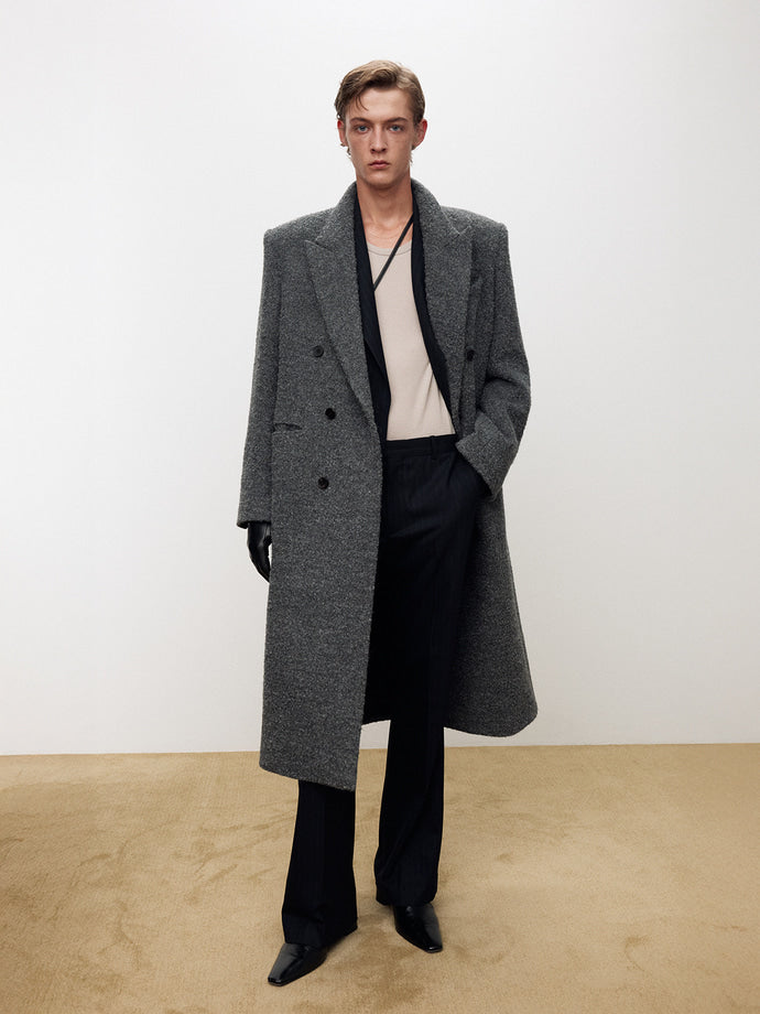 Tonywack - Textured Wool And Alpaca Double-Breasted Coat (Grey) product image 5 | TRAB K-Fashion Australia