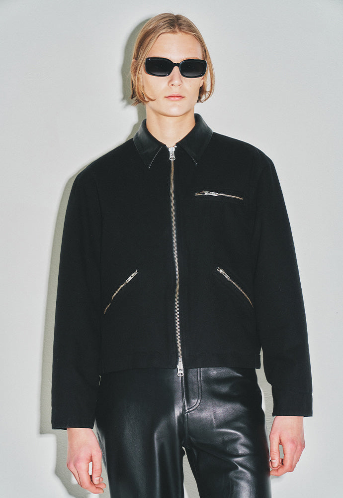 Tonywack - Leather Collar Canvas Work Jacket (Black) product image 6 | TRAB K-Fashion Australia