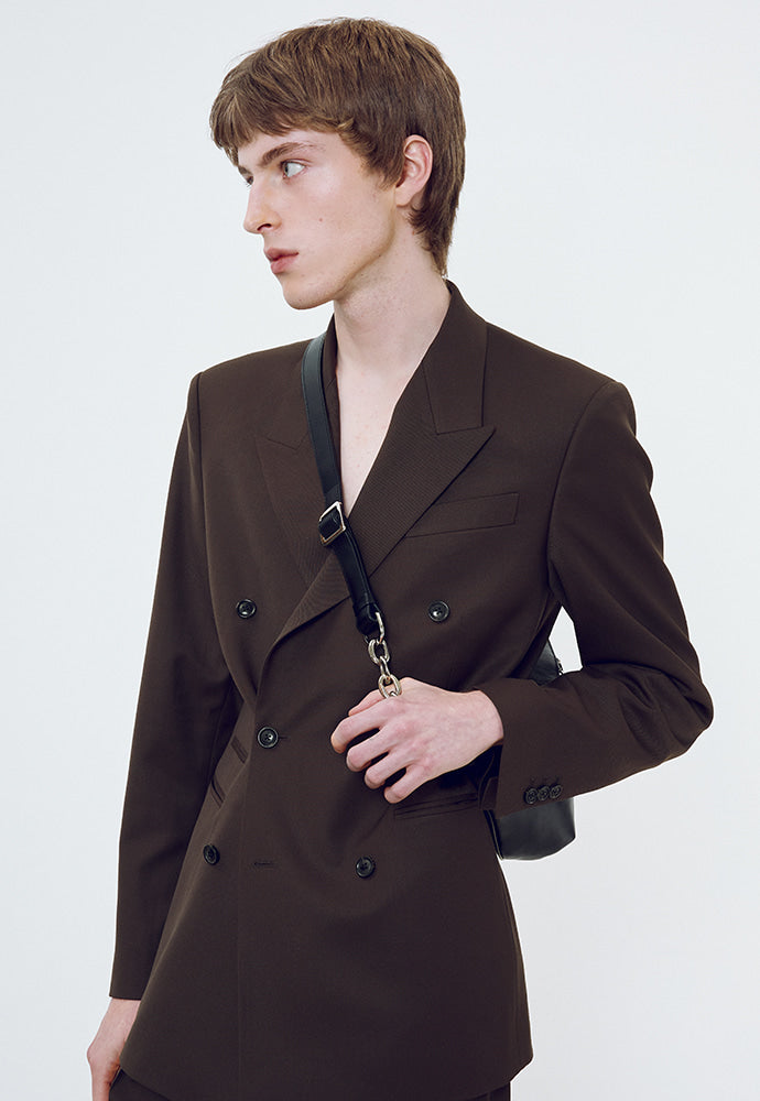 Tonywack - Wool Twill Double-Breasted Tailored Blazer (Brown) product image 5 | TRAB K-Fashion Australia