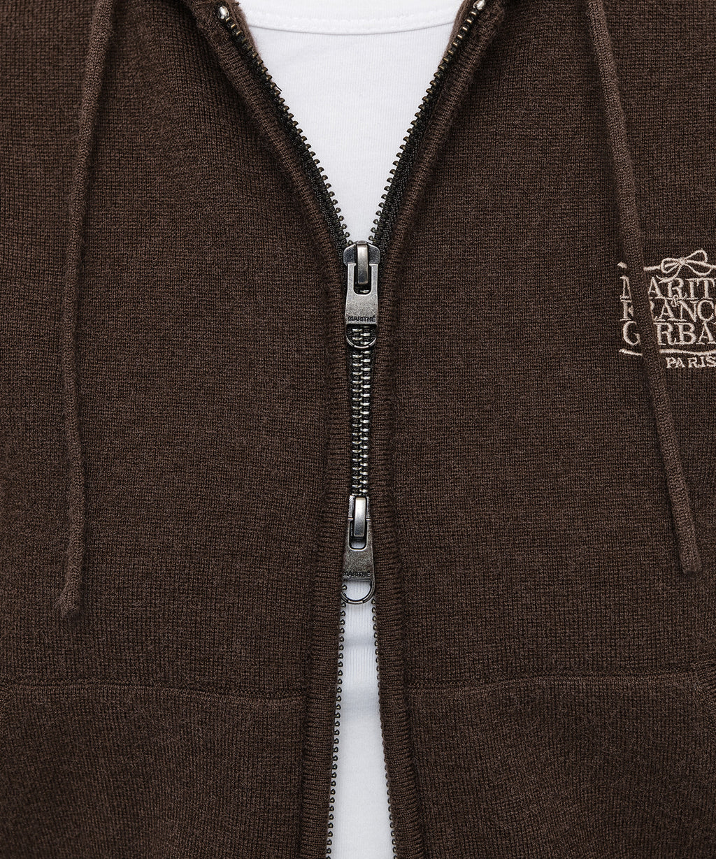 Marithe & Francois Girbaud - Ribbon Classic Logo Crop Knit Hoodie Zipup (Brown) product image 4 | TRAB K-Fashion Australia