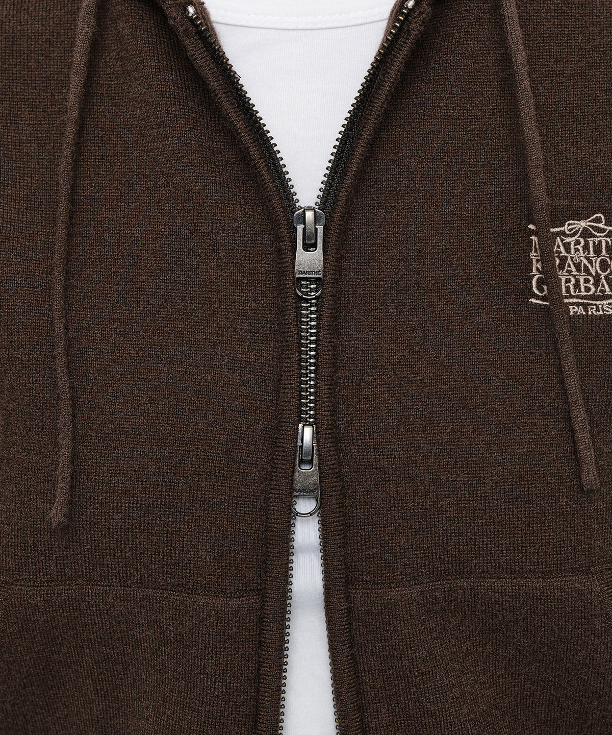 Marithe & Francois Girbaud - Ribbon Classic Logo Crop Knit Hoodie Zipup (Brown) product image 4 | TRAB K-Fashion Australia